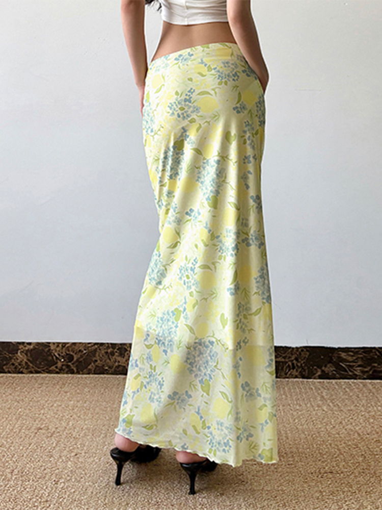 Floral Print Low Waist Straight Tube Skirt - Summer Fresh Atmosphere, Trendy Y2K Style, Perfect for Casual Outings Floral Print Low Waist Straight Tube Skirt - Summer Fresh Atmosphere, Trendy Y2K Style, Perfect for Casual Outings