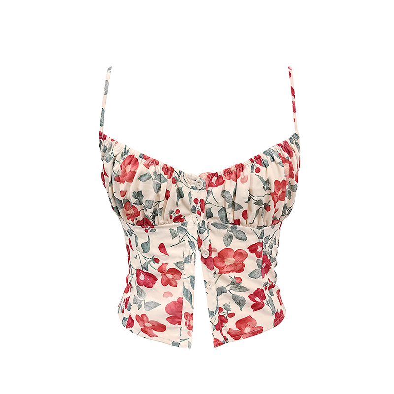 Floral Print Spaghetti Strap Dress, Slim Fit, Flattering French Style, Perfect for Summer, 90s Inspired Fashion Floral Print Spaghetti Strap Dress, Slim Fit, Flattering French Style, Perfect for Summer, 90s Inspired Fashion