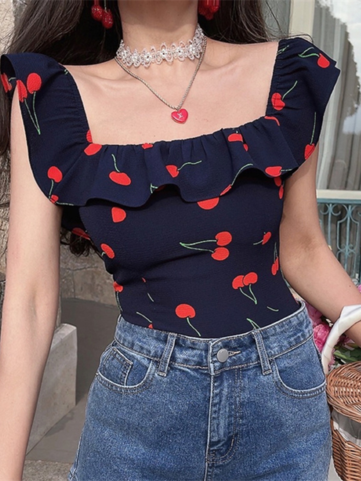 Floral Ruffled Square Neck Cami Top for Women - Handmade Vintage French Style - Spring/Summer 2024 Vacation Fashion Floral Ruffled Square Neck Cami Top for Women - Handmade Vintage French Style - Spring/Summer 2024 Vacation Fashion