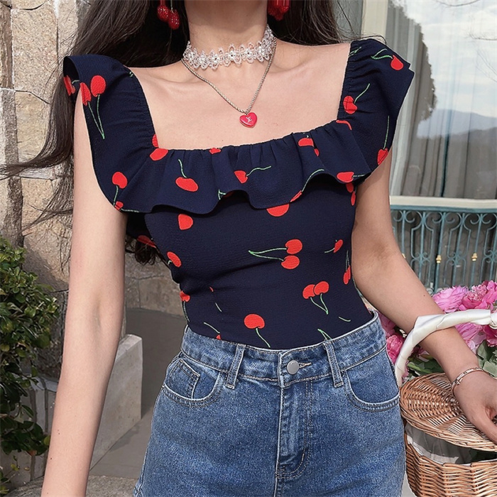 Floral Ruffled Square Neck Cami Top for Women - Handmade Vintage French Style - Spring/Summer 2024 Vacation Fashion Floral Ruffled Square Neck Cami Top for Women - Handmade Vintage French Style - Spring/Summer 2024 Vacation Fashion