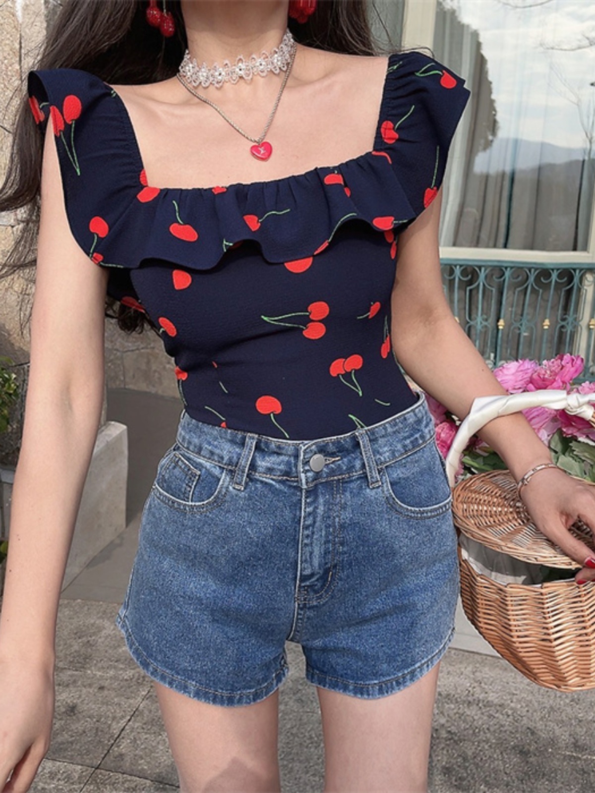 Floral Ruffled Square Neck Cami Top for Women - Handmade Vintage French Style - Spring/Summer 2024 Vacation Fashion Floral Ruffled Square Neck Cami Top for Women - Handmade Vintage French Style - Spring/Summer 2024 Vacation Fashion