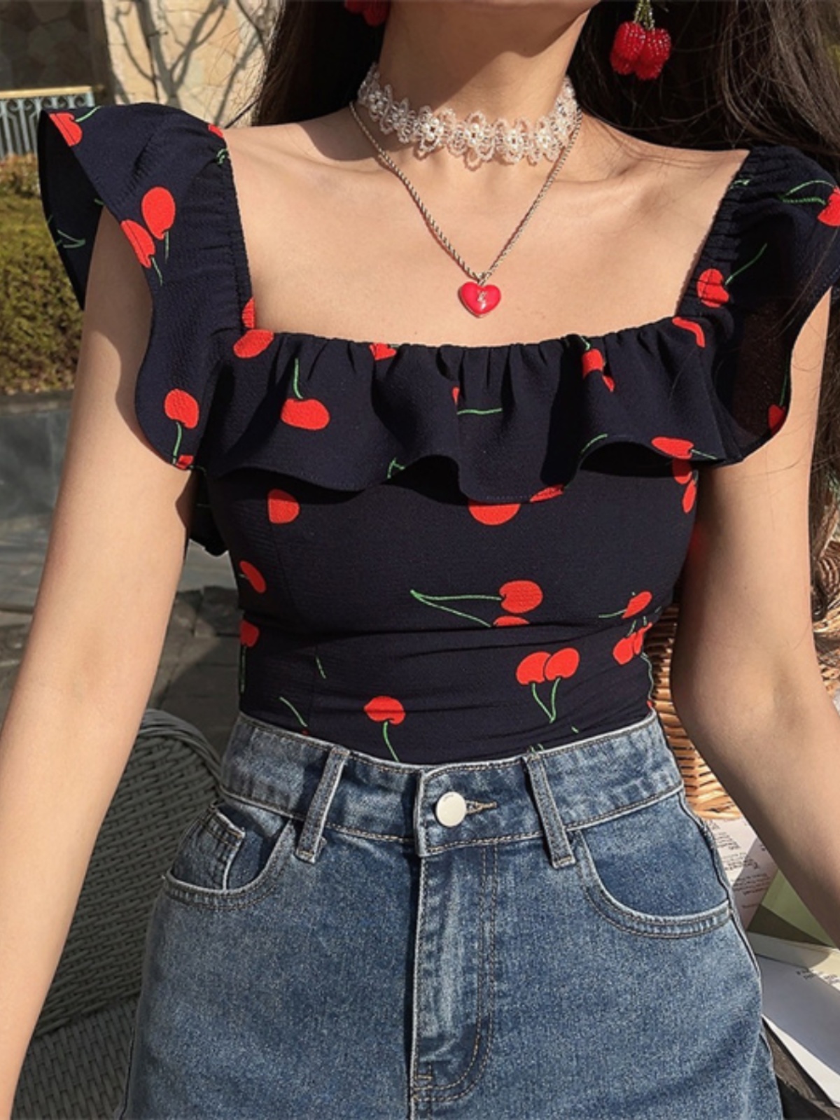 Floral Ruffled Square Neck Cami Top for Women - Handmade Vintage French Style - Spring/Summer 2024 Vacation Fashion Floral Ruffled Square Neck Cami Top for Women - Handmade Vintage French Style - Spring/Summer 2024 Vacation Fashion