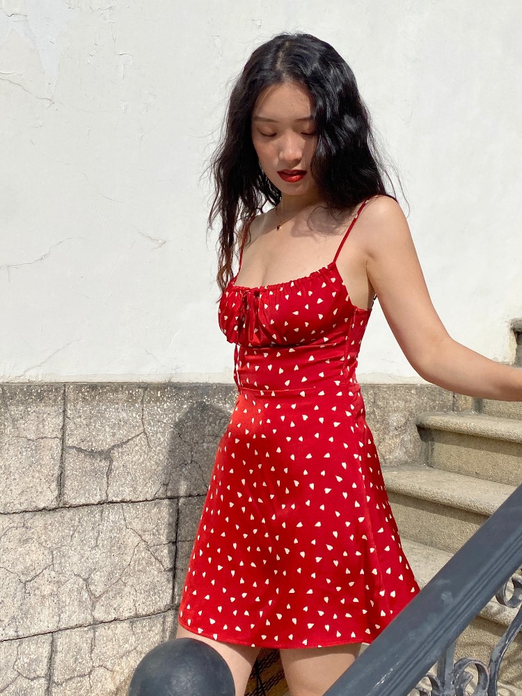 Floral Satin Heart Slip Dress for Women - Sexy Acetic Design, Summer Style, Perfect for Y2K and French Fashion Lovers Floral Satin Heart Slip Dress for Women - Sexy Acetic Design, Summer Style, Perfect for Y2K and French Fashion Lovers