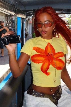 Floral Short-Sleeve Crop Top for Women - Y2K American Retro Style, Summer Slim Fit, Spicy Sweet Design