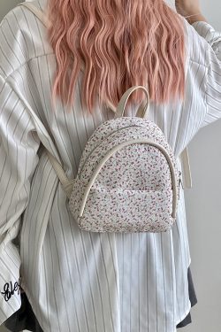 Floral Small Backpack for Women - Lightweight Spring/Summer Design, Perfect for Girls and Students, Trendy Niche Style
