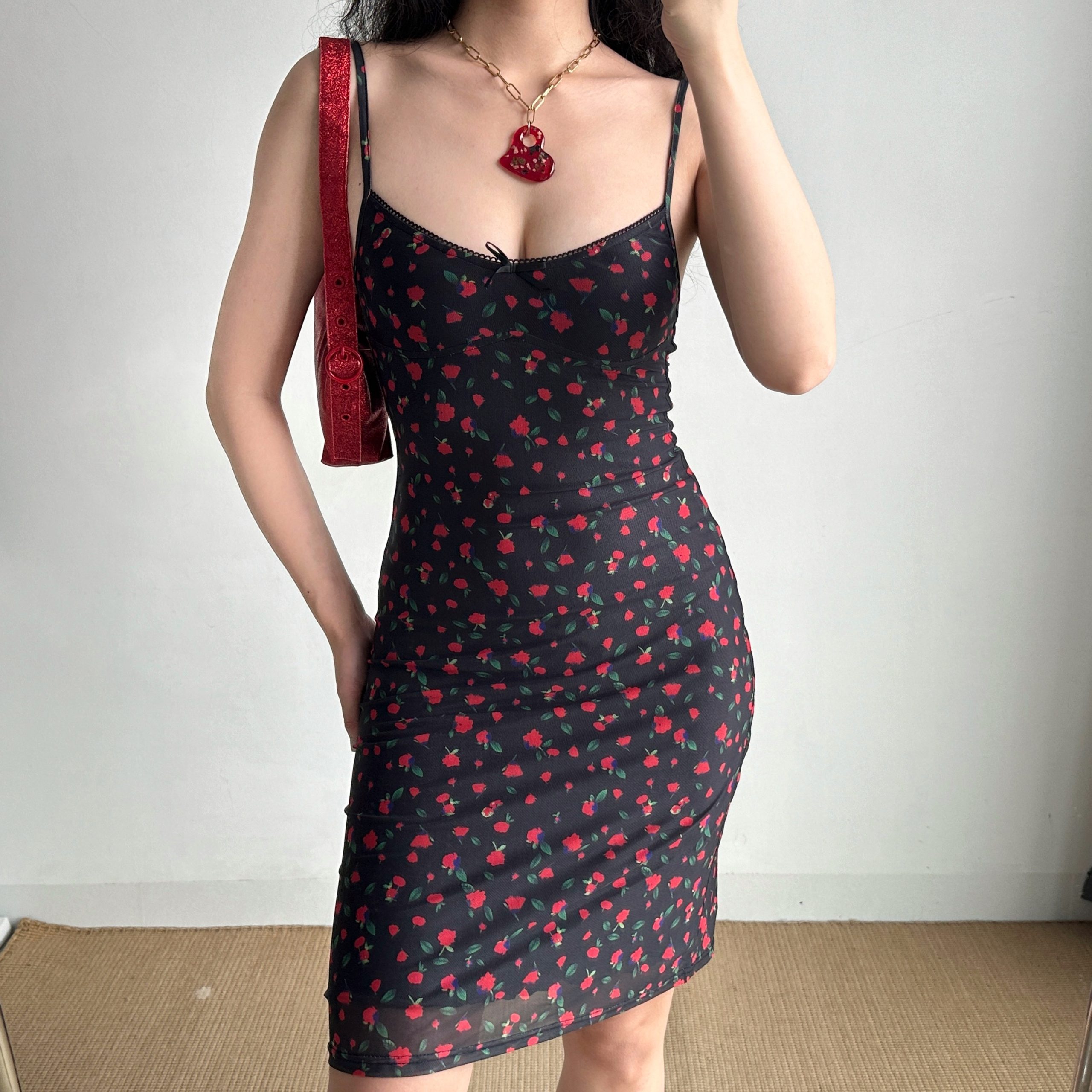 Floral Spaghetti Strap Bodycon Mini Dress - Custom-Made European & American Style, Summer Slim Fit for Hot Girls, 90s Inspired Floral Spaghetti Strap Bodycon Mini Dress - Custom-Made European & American Style, Summer Slim Fit for Hot Girls, 90s Inspired