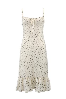 Floral Spaghetti Strap Dress - Sexy Slim Long Dress in French Style, Perfect for Summer, Y2K and 90s Fashion Lovers