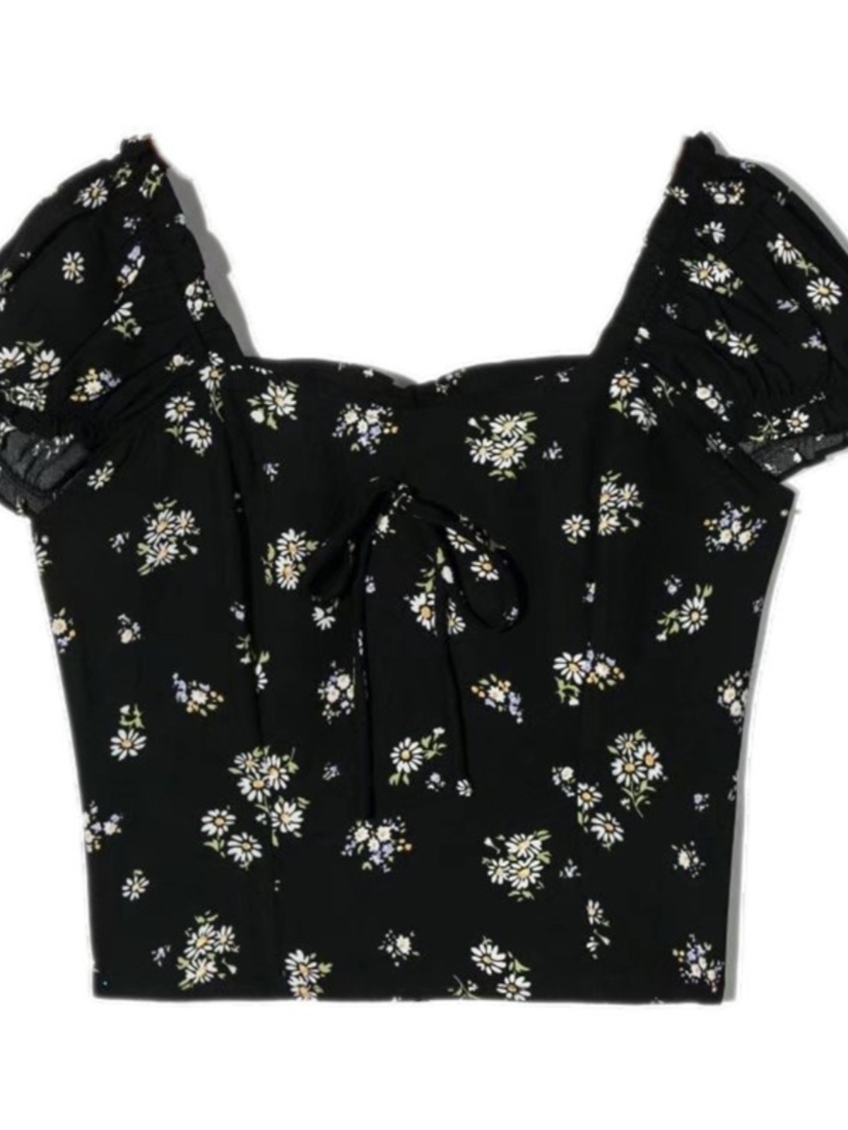 Floral Square-Neck Puff Sleeve Shirt - Retro French Style Short Sleeve Vacation Top for Women - 2025 Spring/Summer Collection Floral Square-Neck Puff Sleeve Shirt - Retro French Style Short Sleeve Vacation Top for Women - 2025 Spring/Summer Collection