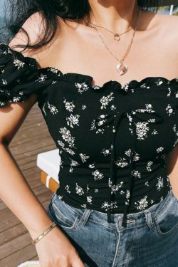 Floral Square-Neck Puff Sleeve Shirt - Retro French Style Short Sleeve Vacation Top for Women - 2025 Spring/Summer Collection