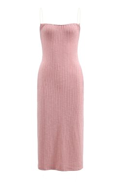 French Pink Spaghetti Strap Dress for Women - Bodycon Slim Fit with Split Skirt - Chic Y2K Style Outfit