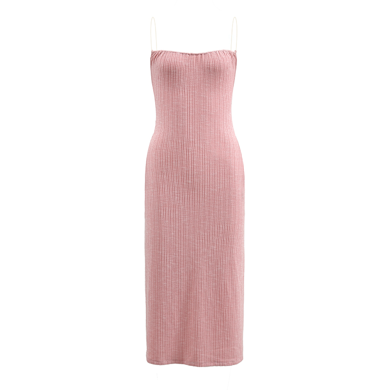 French Pink Spaghetti Strap Dress for Women - Bodycon Slim Fit with Split Skirt - Chic Y2K Style Outfit French Pink Spaghetti Strap Dress for Women - Bodycon Slim Fit with Split Skirt - Chic Y2K Style Outfit