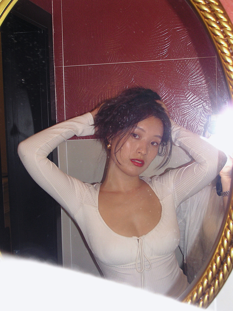 French Pure Desire Drawstring Long Sleeve Knit T-Shirt Dress - Trendy Casual Style for Effortless Y2K Fashion French Pure Desire Drawstring Long Sleeve Knit T-Shirt Dress - Trendy Casual Style for Effortless Y2K Fashion