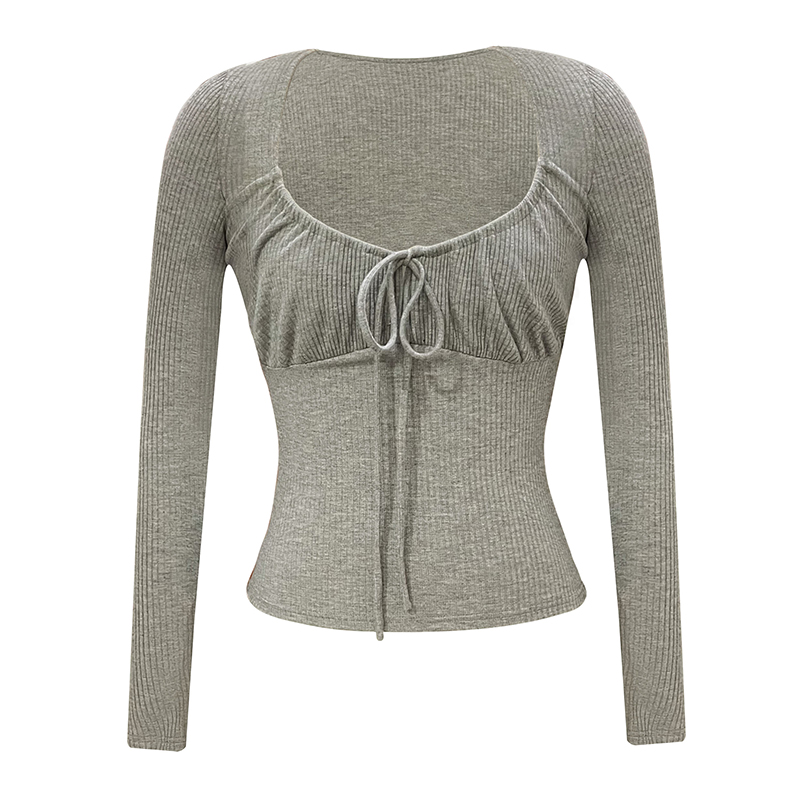 French Pure Desire Drawstring Long Sleeve Knit T-Shirt Dress - Trendy Casual Style for Effortless Y2K Fashion French Pure Desire Drawstring Long Sleeve Knit T-Shirt Dress - Trendy Casual Style for Effortless Y2K Fashion