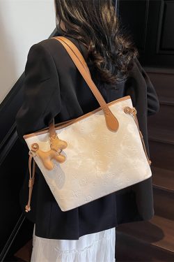 French Retro Matte Color-Blocking Tote Bag for Women - 2025 High-End Commuting Handbag, Embossed Shoulder Bag