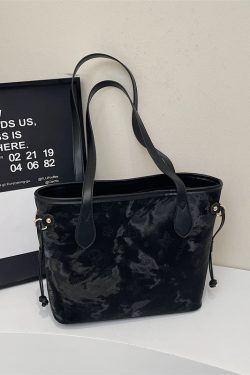 French Retro Matte Color-Blocking Tote Bag for Women - 2025 High-End Commuting Handbag, Embossed Shoulder Bag