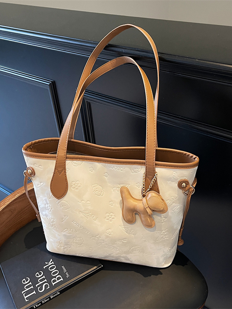 French Retro Matte Color-Blocking Tote Bag for Women - 2025 High-End Commuting Handbag, Embossed Shoulder Bag French Retro Matte Color-Blocking Tote Bag for Women - 2025 High-End Commuting Handbag, Embossed Shoulder Bag