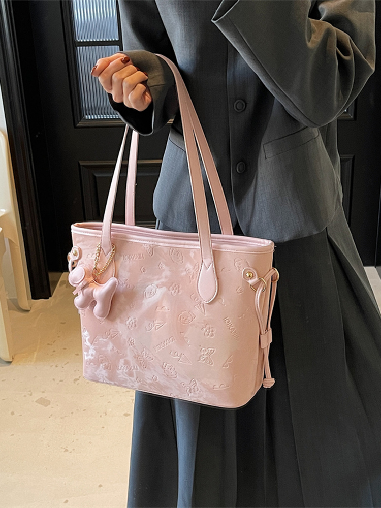 French Retro Matte Color-Blocking Tote Bag for Women - 2025 High-End Commuting Handbag, Embossed Shoulder Bag French Retro Matte Color-Blocking Tote Bag for Women - 2025 High-End Commuting Handbag, Embossed Shoulder Bag