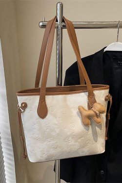 French Retro Matte Color-Blocking Tote Bag for Women - 2025 High-End Commuting Handbag, Embossed Shoulder Bag