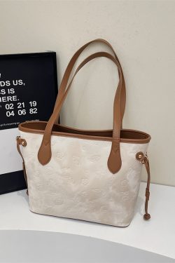 French Retro Matte Color-Blocking Tote Bag for Women - 2025 High-End Commuting Handbag, Embossed Shoulder Bag