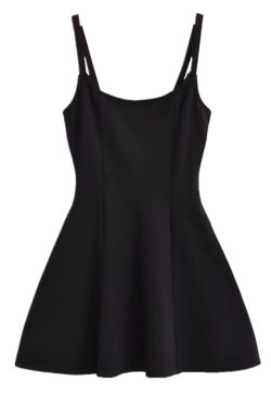 French Retro Square Neck Black Waist-Cinching Camisole Dress for Women - Chenopod Style, Spring/Summer 2025 Vacation Essential
