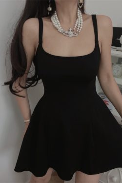 French Retro Square Neck Black Waist-Cinching Camisole Dress for Women - Chenopod Style, Spring/Summer 2025 Vacation Essential