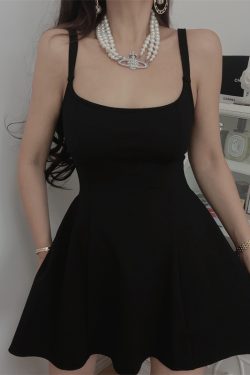 French Retro Square Neck Black Waist-Cinching Camisole Dress for Women - Chenopod Style, Spring/Summer 2025 Vacation Essential