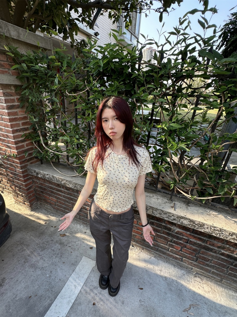 French Romantic Floral Slim Fit Short T-Shirt for Women - Spring 2025 Fashion in Vintage Style French Romantic Floral Slim Fit Short T-Shirt for Women - Spring 2025 Fashion in Vintage Style