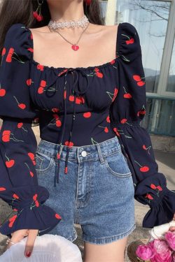 French Square Neck Lantern Sleeve Drawstring Waist Vacation Blouse Top - 2025 Fashion Trend for Effortless Style