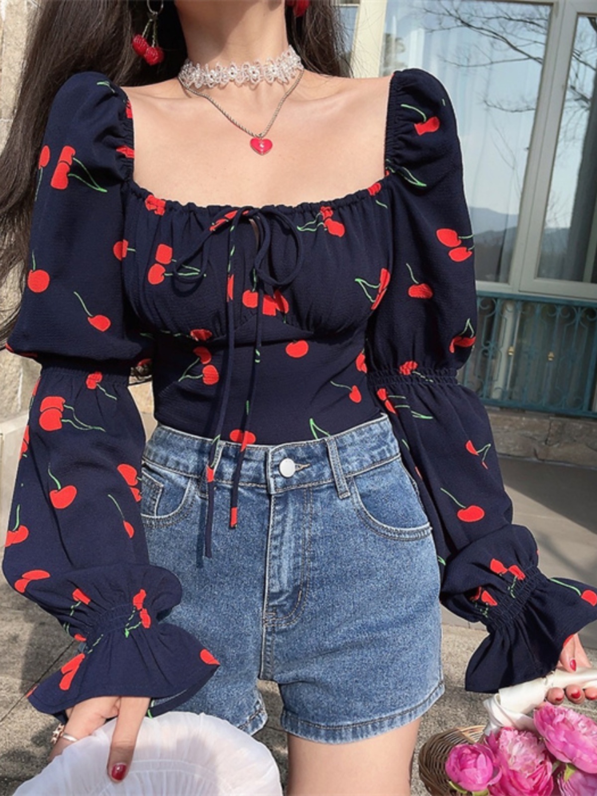 French Square Neck Lantern Sleeve Drawstring Waist Vacation Blouse Top - 2025 Fashion Trend for Effortless Style French Square Neck Lantern Sleeve Drawstring Waist Vacation Blouse Top - 2025 Fashion Trend for Effortless Style