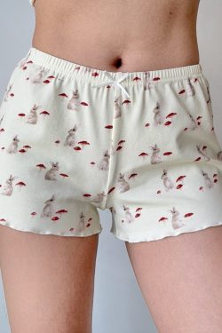 French Sweet Bunny Print Cami Pajama Cardigan and Shorts Loungewear Set for Women – Cute and Comfy Sleepwear Outfit