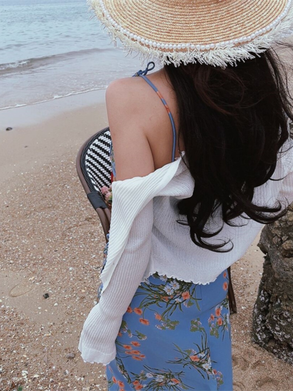 French Vintage Blue Floral Bodycon Dress with Spaghetti Straps and Sexy Split Hem for Vacation - 2024 Fashion French Vintage Blue Floral Bodycon Dress with Spaghetti Straps and Sexy Split Hem for Vacation - 2024 Fashion