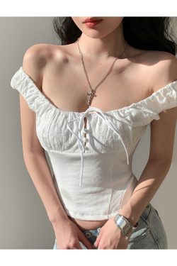 French Vintage Embroidered Hollow Out Tie Waist Slimming Camisole Top for Women - Perfect for Vacation and Y2K Style