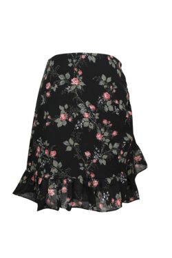French Vintage Floral Ruffled High-Waisted A-Line Mini Skirt for Spring/Summer 2025 - Chic 90s Inspired Fashion
