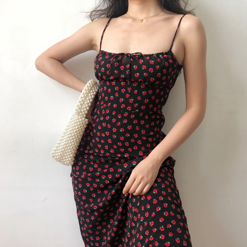 French Vintage Floral Slip Dress - Sexy Slim Fit Long Skirt for Beach & Casual Wear - Y2K Style French Vintage Floral Slip Dress - Sexy Slim Fit Long Skirt for Beach & Casual Wear - Y2K Style