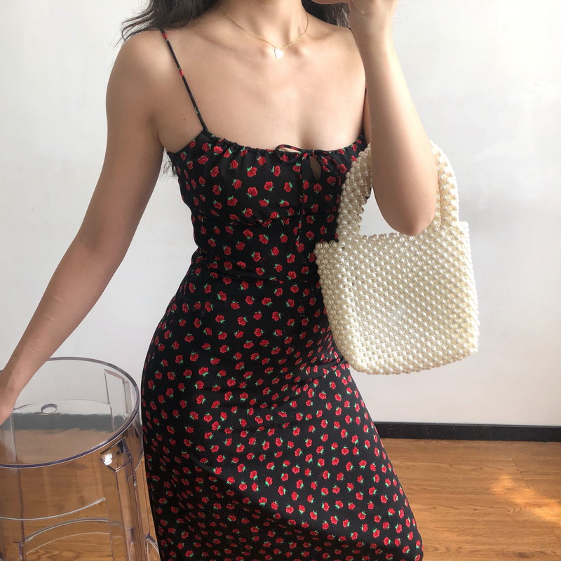 French Vintage Floral Slip Dress - Sexy Slim Fit Long Skirt for Beach & Casual Wear - Y2K Style French Vintage Floral Slip Dress - Sexy Slim Fit Long Skirt for Beach & Casual Wear - Y2K Style