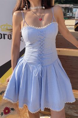 French Vintage Lace Trim Thin Strap Slip Dress - 2025 Spring/Summer Vacation Style for Women, Perfect for Y2K and Boho Looks