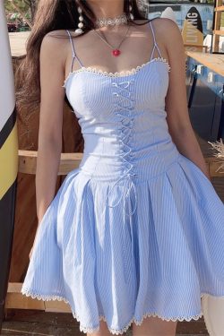 French Vintage Lace Trim Thin Strap Slip Dress - 2025 Spring/Summer Vacation Style for Women, Perfect for Y2K and Boho Looks