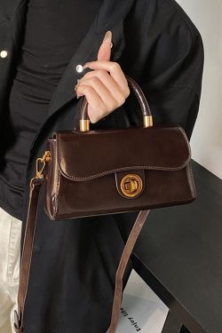 French Vintage Oil Wax Leather Handbag for Women - Textured Small Square Bag, Versatile Shoulder & Crossbody Bag, Spring/Summer 2025