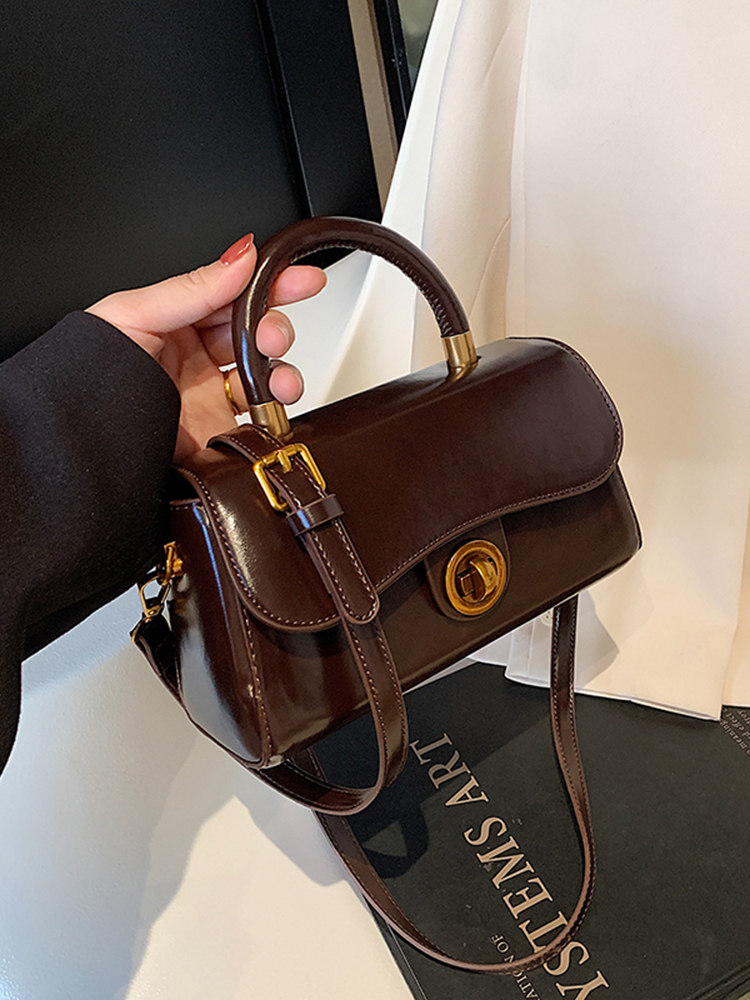 French Vintage Oil Wax Leather Handbag for Women - Textured Small Square Bag, Versatile Shoulder & Crossbody Bag, Spring/Summer 2025 French Vintage Oil Wax Leather Handbag for Women - Textured Small Square Bag, Versatile Shoulder & Crossbody Bag, Spring/Summer 2025