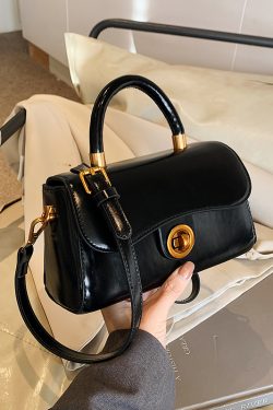 French Vintage Oil Wax Leather Handbag for Women - Textured Small Square Bag, Versatile Shoulder & Crossbody Bag, Spring/Summer 2025