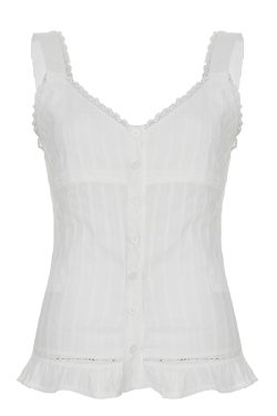 French Vintage Pleated Button Lace Trim Puff Sleeve Fitted Short Sleeve T-Shirt - Slim Fit Top for Y2K and Korean Style Fashion