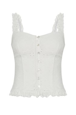 French Vintage Pleated Button Lace Trim Puff Sleeve Fitted Short Sleeve T-Shirt - Slim Fit Top for Y2K and Korean Style Fashion