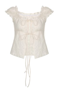 French Vintage Pleated Button Lace Trim Puff Sleeve Fitted Short Sleeve T-Shirt - Slim Fit Top for Y2K and Korean Style Fashion