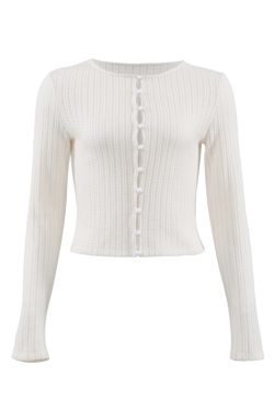 French Vintage Red Hollow Knit Cardigan for Women - Slim Fit, Flattering Round Neck, Long Sleeve - Stylish 90s Inspired Top