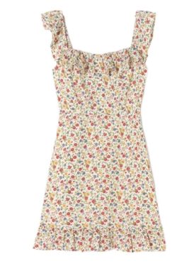 French Vintage Ruffled Big Collar Floral Dress for Women - Handmade Spring/Summer 2025, Trendy 90s Style