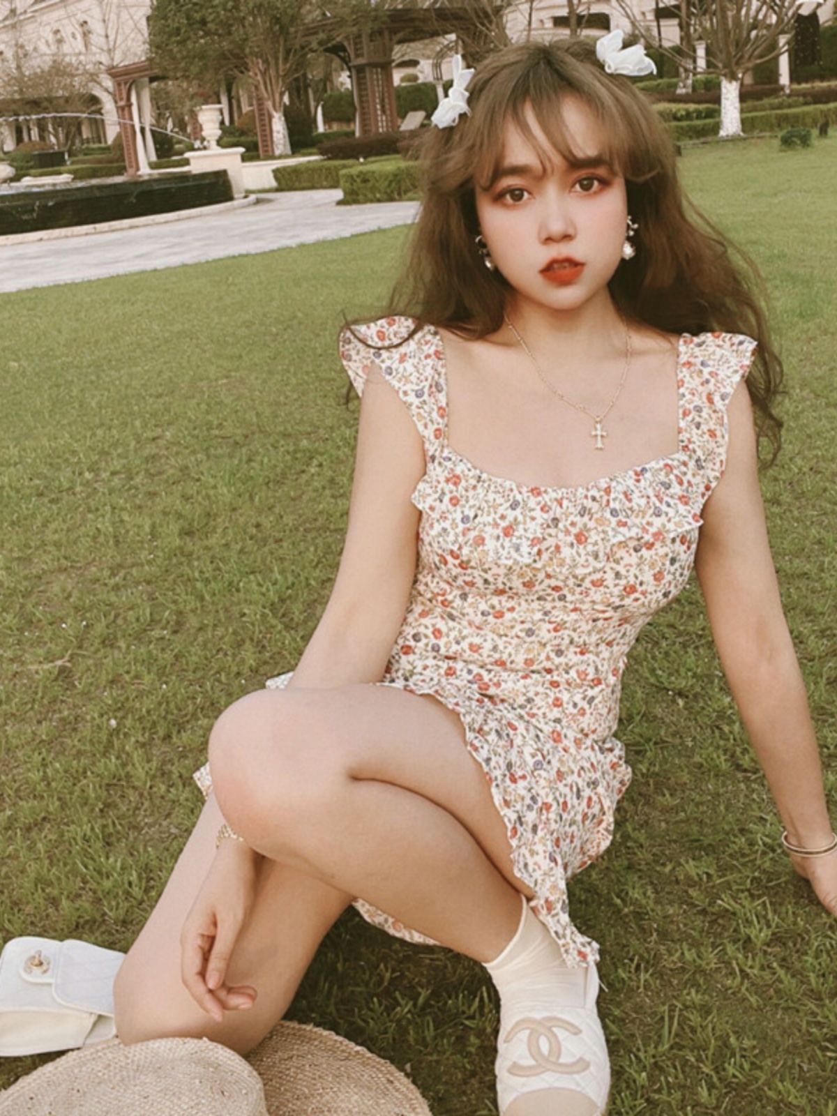 French Vintage Ruffled Big Collar Floral Dress for Women - Handmade Spring/Summer 2025, Trendy 90s Style French Vintage Ruffled Big Collar Floral Dress for Women - Handmade Spring/Summer 2025, Trendy 90s Style