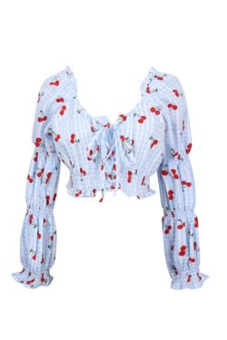 French Vintage Square Neck Puff Sleeve Drawstring Short Crop Top - 2025 Spring/Summer Fashion, Y2K Inspired, Chic Style