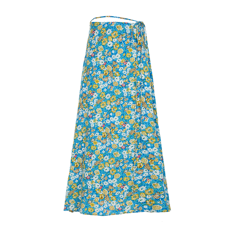 Fresh Floral Tie Low Waist Mid-Length Skirt for Women - Beachy Straight Style Skirt, Perfect for Summer and Vacation Wear Fresh Floral Tie Low Waist Mid-Length Skirt for Women - Beachy Straight Style Skirt, Perfect for Summer and Vacation Wear
