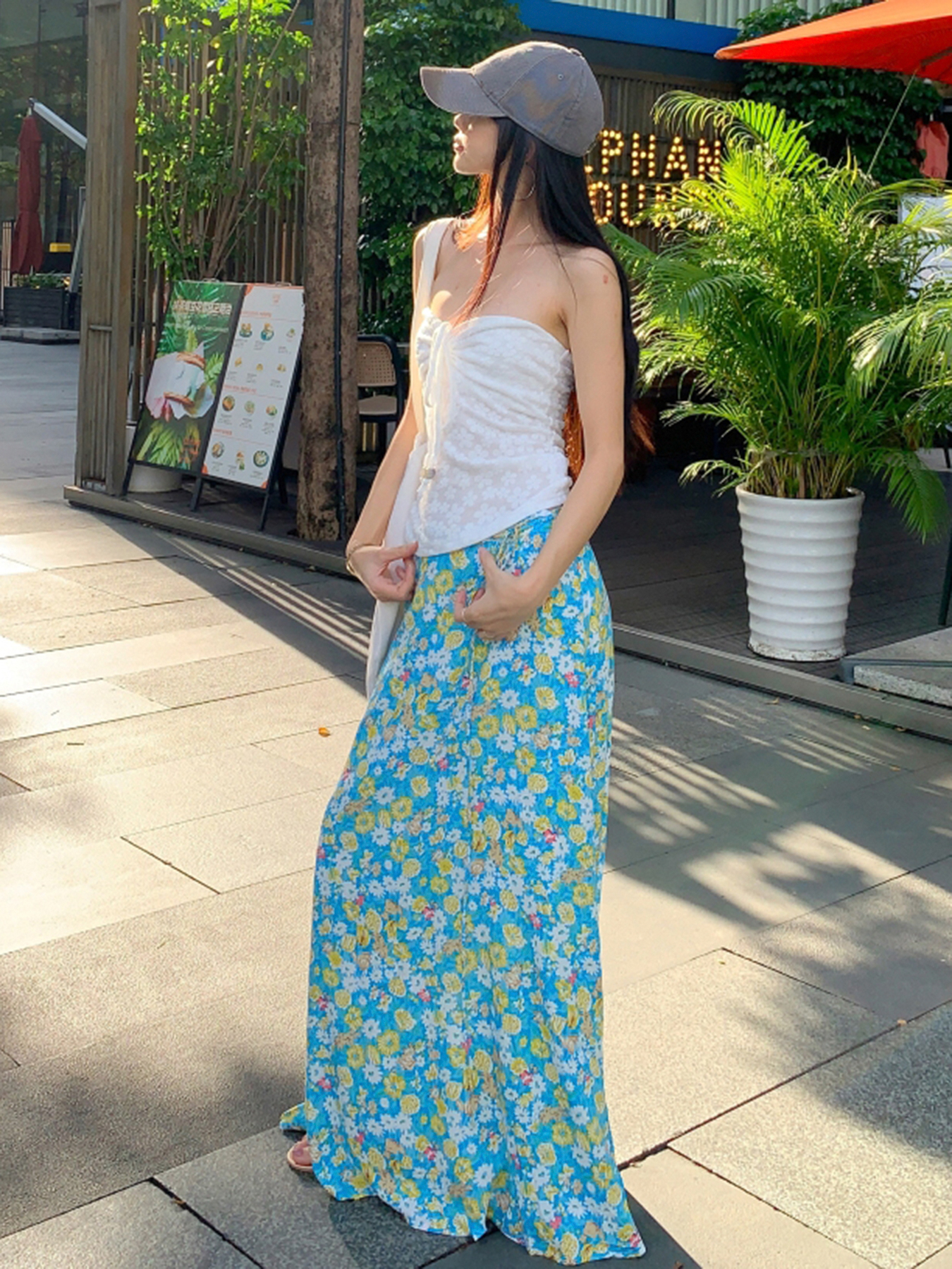 Fresh Floral Tie Low Waist Mid-Length Skirt for Women - Beachy Straight Style Skirt, Perfect for Summer and Vacation Wear Fresh Floral Tie Low Waist Mid-Length Skirt for Women - Beachy Straight Style Skirt, Perfect for Summer and Vacation Wear