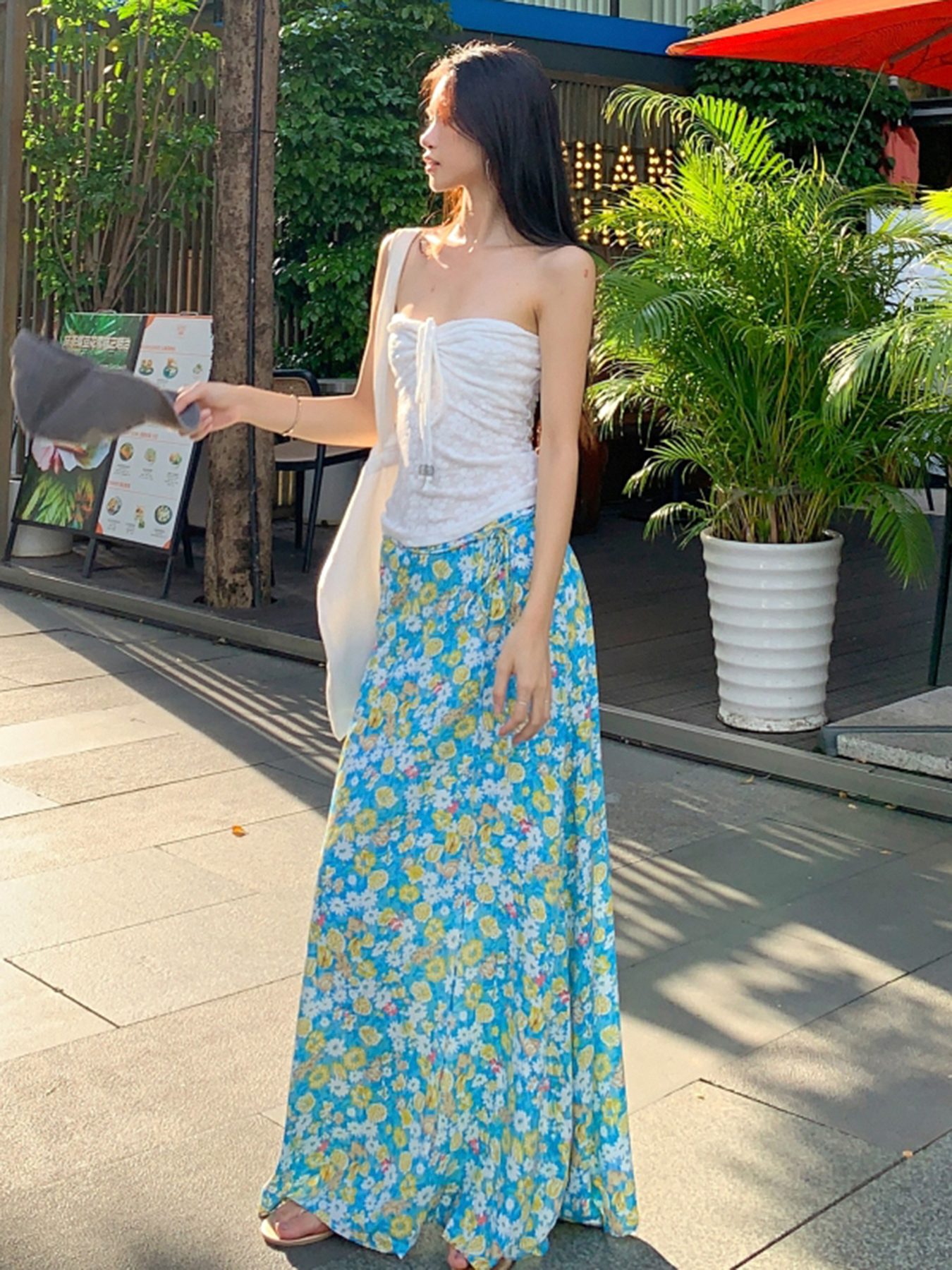 Fresh Floral Tie Low Waist Mid-Length Skirt for Women - Beachy Straight Style Skirt, Perfect for Summer and Vacation Wear Fresh Floral Tie Low Waist Mid-Length Skirt for Women - Beachy Straight Style Skirt, Perfect for Summer and Vacation Wear